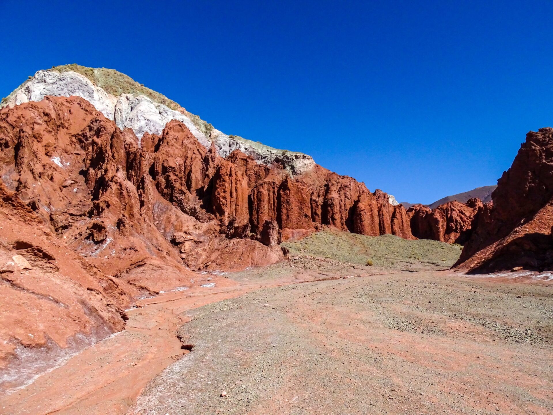 The red rock formations of Rainbow Valley in the Atacama Desert, Chile